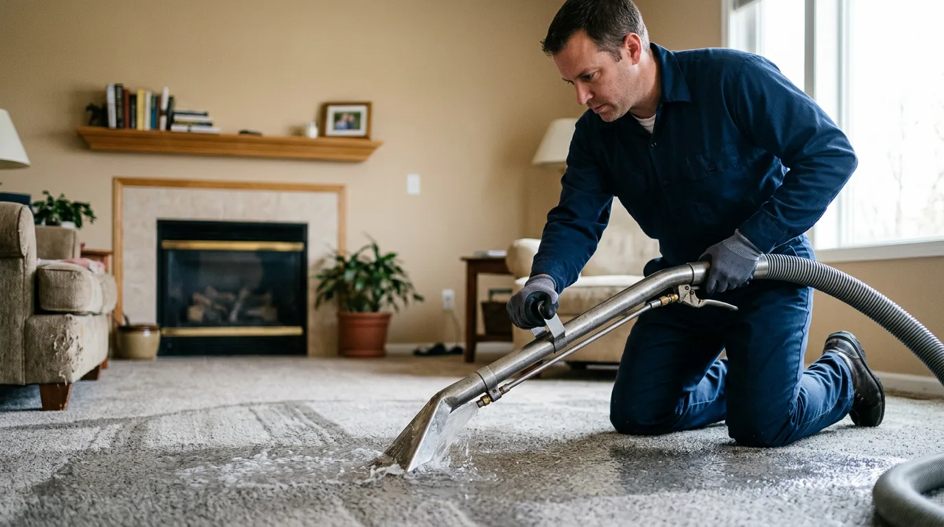 Water damage restoration technician working near South Gardiner, ME